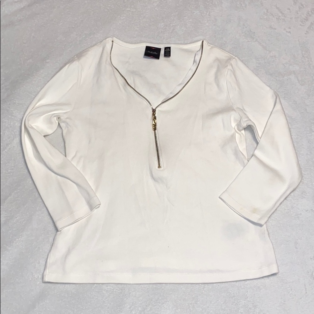 White zipper knit top